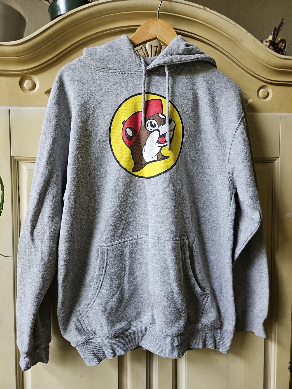Gray Graphic Hoodie with Yellow Logo